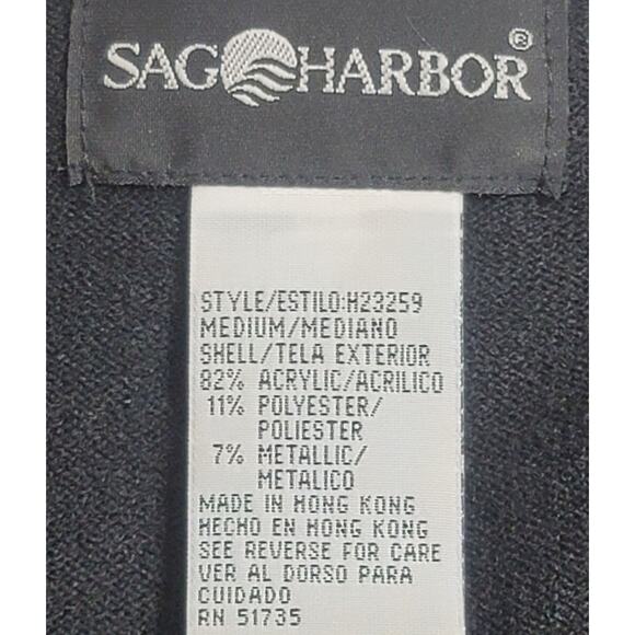 SAG Harbor Black Red Gold Sparkly 2 In 1 Sweater Top Medium Snap Closure Soft - Picture 4 of 7